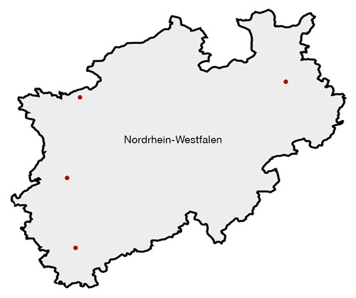 Karte von Nordrhein-Westfalen | Map of North Rhine-Westphalia